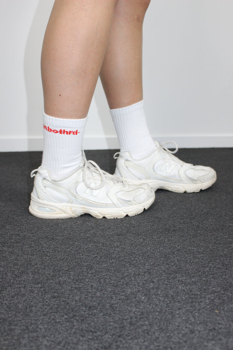 Athletic Crew Sock White - Red Logo